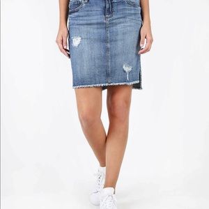 Kut From The Cloth Connie High Low Hem Denim Skirt - Color Blue Size 2